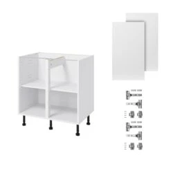 GoodHome Balsamita Matt White Slab Base Kitchen Cabinet (W)800mm (H)720mm -Goodhome goodhome balsamita matt white slab base kitchen cabinet w 800mm h 720mm5059340702230 07c bq