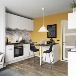 GoodHome Balsamita Matt White Slab Tall Appliance Cabinet Door (W)600mm (H)806mm (T)16mm -Goodhome goodhome balsamita matt white slab tall appliance cabinet door w 600mm h 806mm t 16mm5059340099217 01i