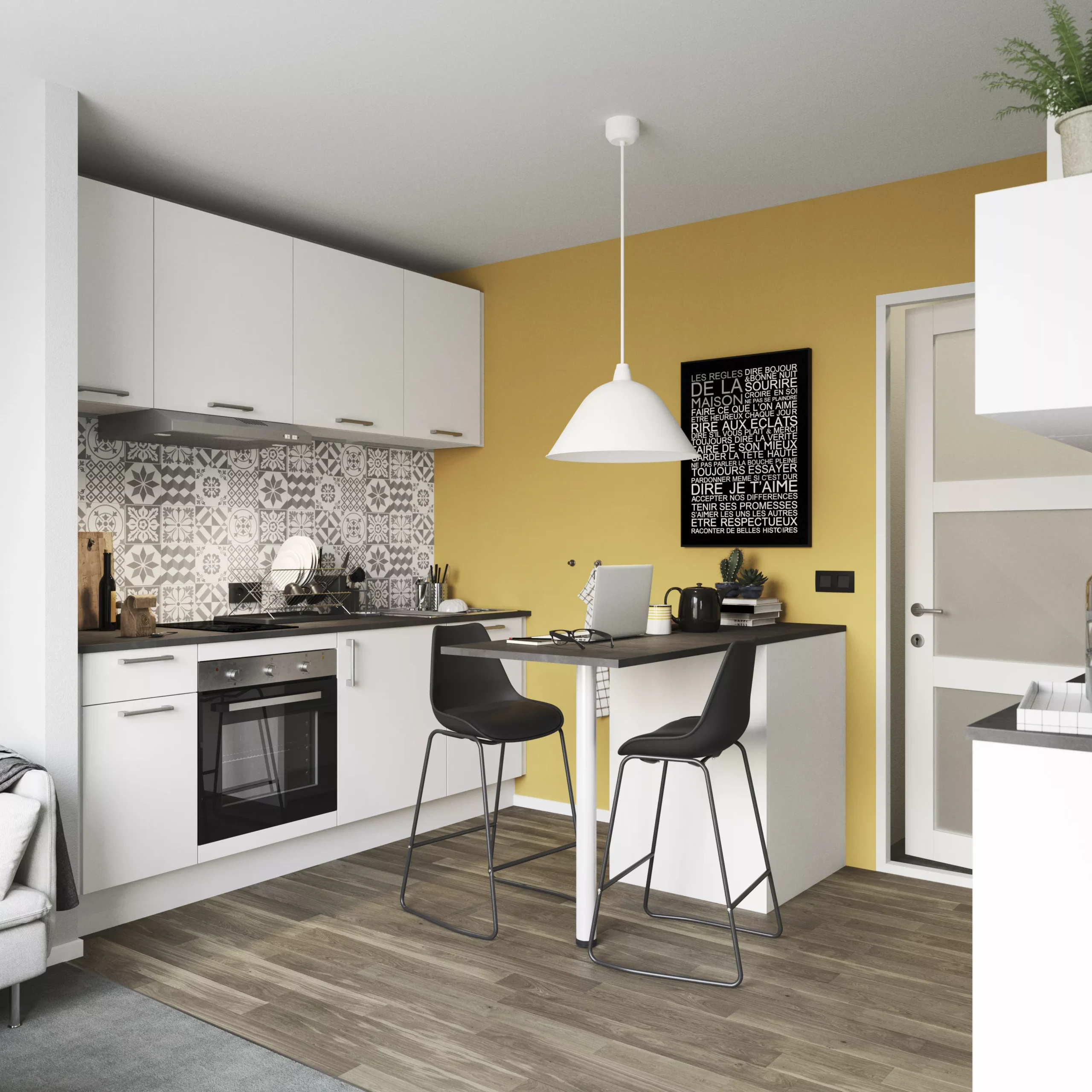 GoodHome Balsamita Matt White Slab Wall Kitchen Cabinet (W)400mm (H)720mm 4 GoodHome Balsamita Matt White Slab Wall Kitchen Cabinet (W)400mm (H)720mm - Image 4