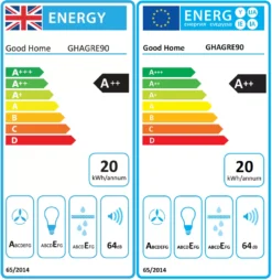 GoodHome Bamia GHAGRE90 Black Glass Angled Cooker Hood, (W)90cm -Goodhome goodhome bamia ghagre90 black glass angled cooker hood w 90cm3663602434320 EUP EN