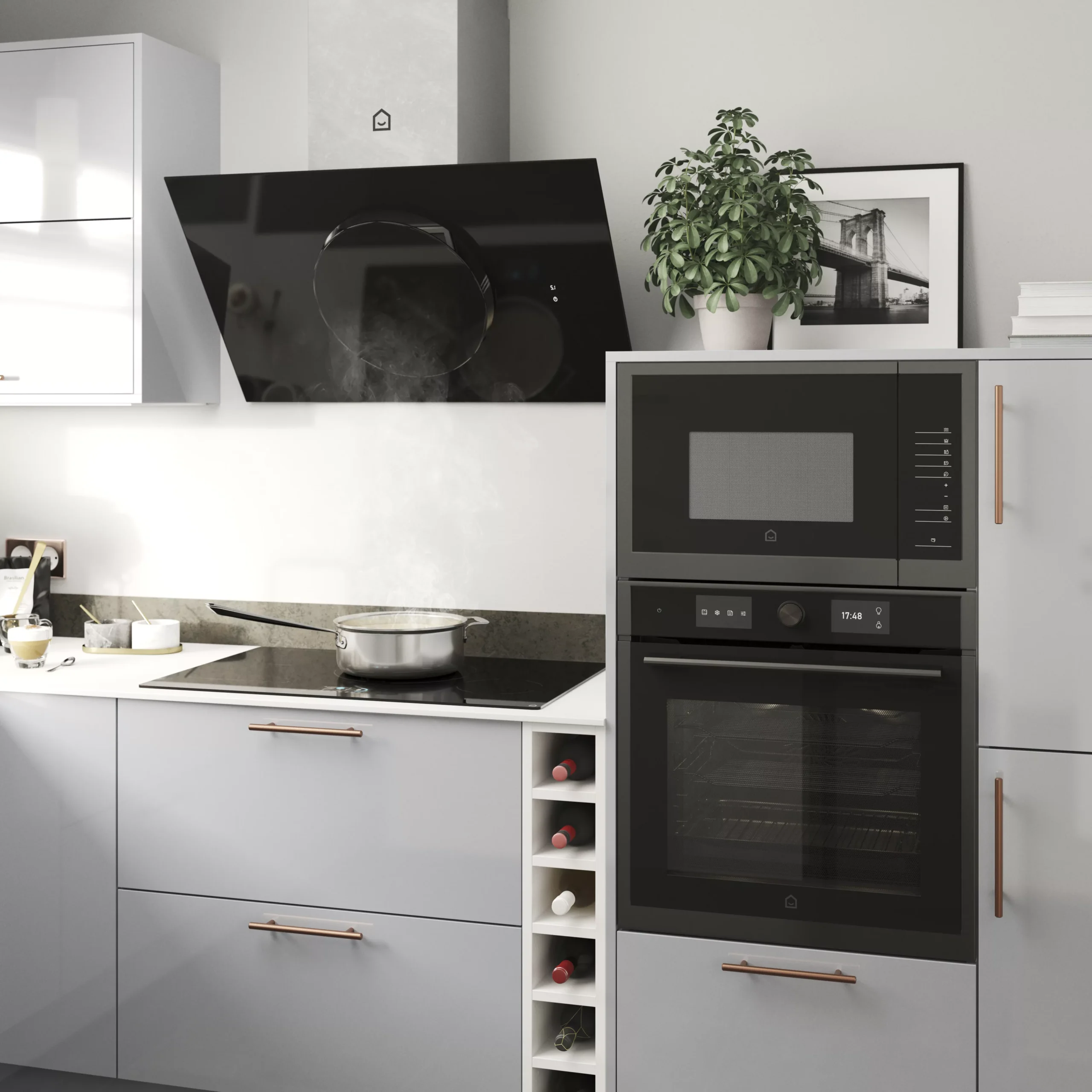 GoodHome Bamia GHAGRO90 Black Glass Round Angled Cooker Hood, (W)90cm 10 GoodHome Bamia GHAGRO90 Black Glass Round Angled Cooker Hood, (W)90cm - Image 10