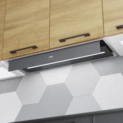 GoodHome Bamia GHIH80 Glass Inset Cooker Hood (W)80cm - Black -Goodhome goodhome bamia ghih80 glass inset cooker hood w 80cm black3663602434344 03i