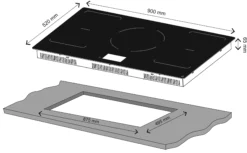 GoodHome Bamia GHIHAC90 5 Zone Black Ceramic Glass Induction Hob, (W)900mm -Goodhome goodhome bamia ghihac90 5 zone black ceramic glass induction hob w 900mm3663602434382 01t