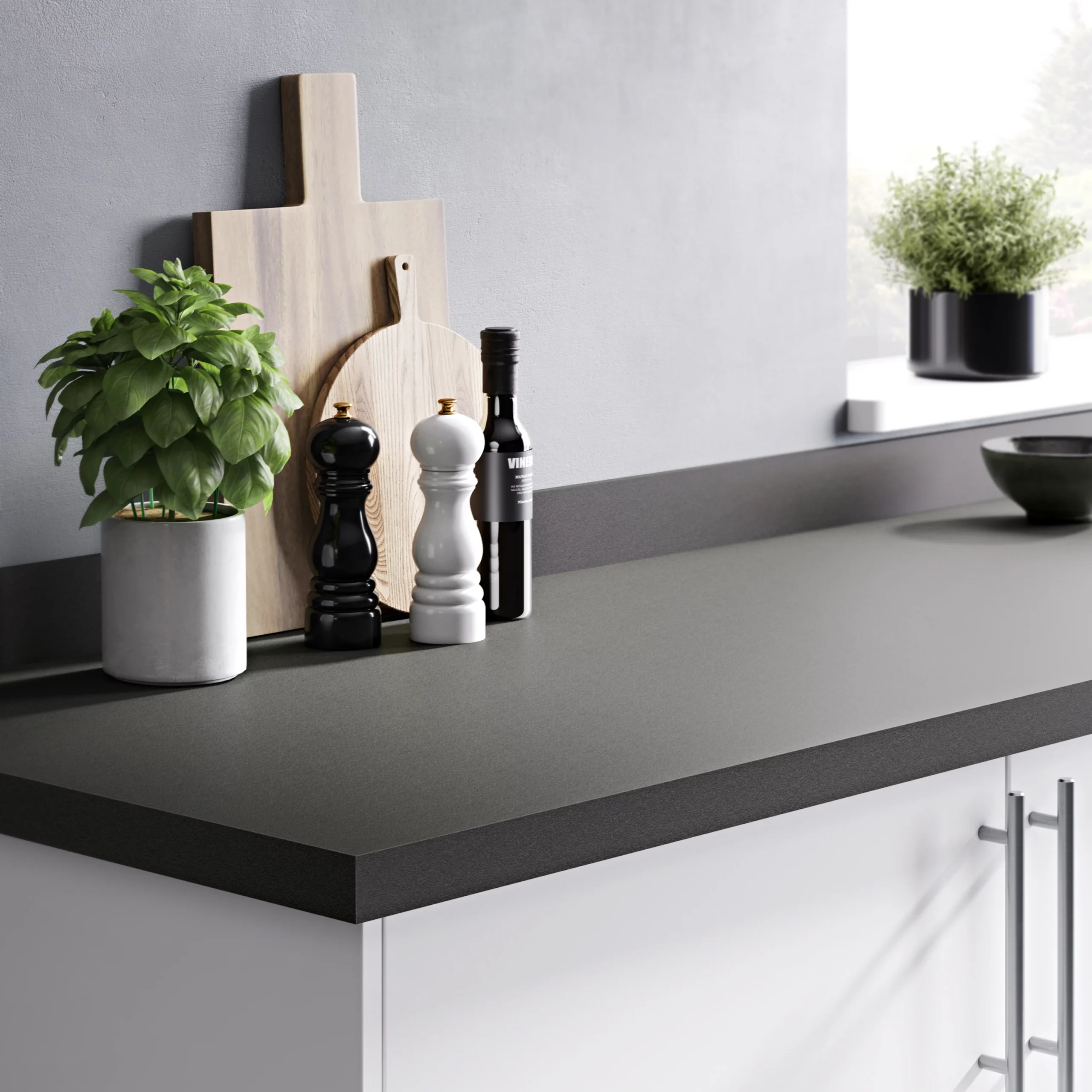 GoodHome Berberis Anthracite Zinc Effect Laminate Upstand (L)3000mm 2 GoodHome Berberis Anthracite Zinc Effect Laminate Upstand (L)3000mm - Image 2