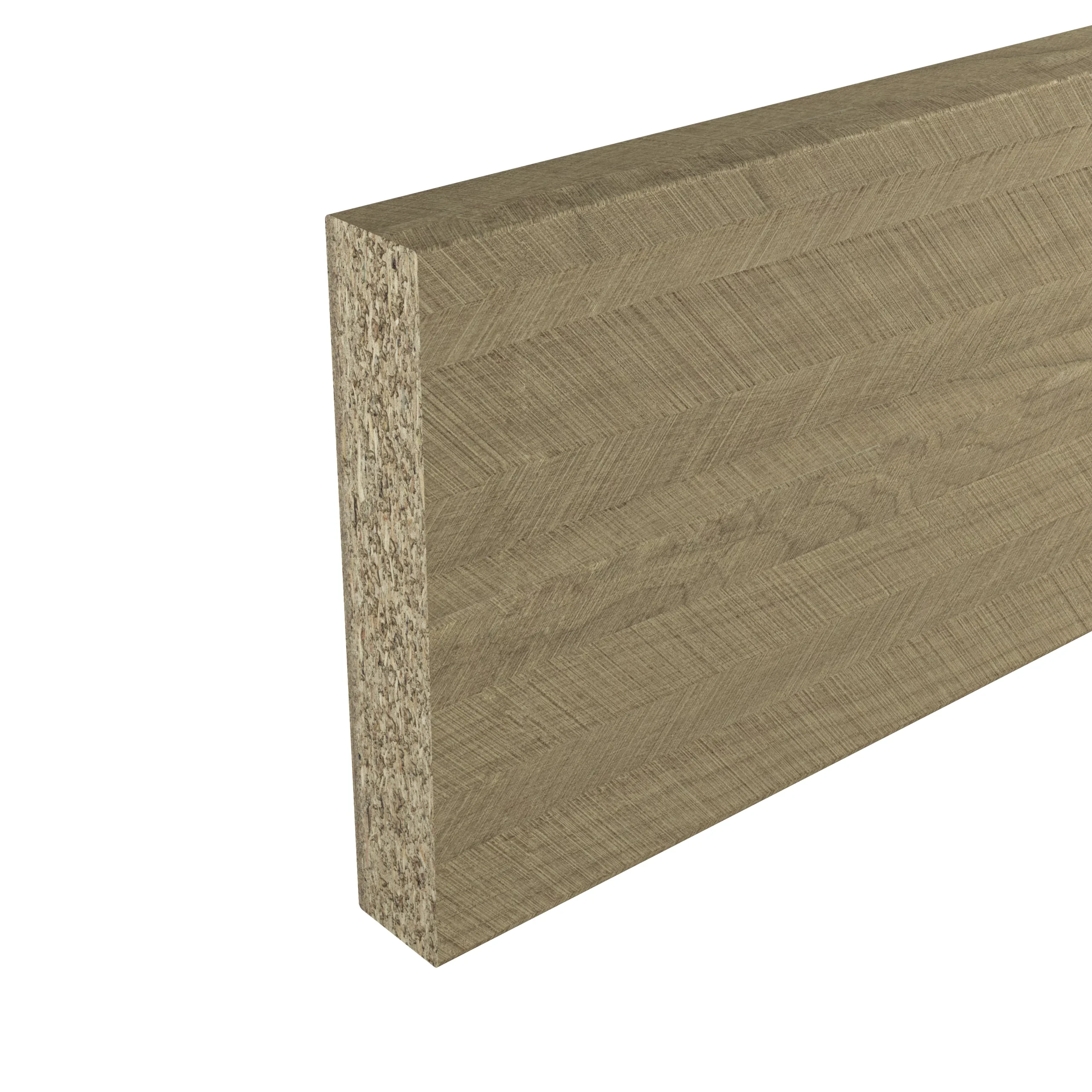 GoodHome Berberis Chevron Oak Effect Chipboard & Laminate Upstand (L)3000mm 1 GoodHome Berberis Chevron Oak Effect Chipboard & Laminate Upstand (L)3000mm