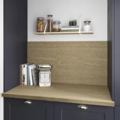 GoodHome Berberis Chevron Oak Effect Worktop Edging Tape, (L)3m -Goodhome goodhome berberis chevron oak effect worktop edging tape l 3m5059340794945 01i