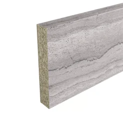 GoodHome Berberis Grey Travertine Effect Laminate & Particle Board Upstand (L)3000mm