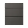 GoodHome Garcinia Gloss Anthracite Integrated Handle Drawer Front (W)600mm, Pack Of 3