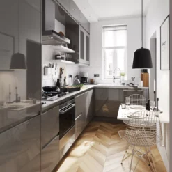 GoodHome Garcinia Gloss Anthracite Integrated Handle Highline Cabinet Door (W)250mm (H)715mm (T)19mm -Goodhome goodhome garcinia gloss anthracite integrated handle highline cabinet door w 250mm h 715mm t 19mm3663602651956 21i