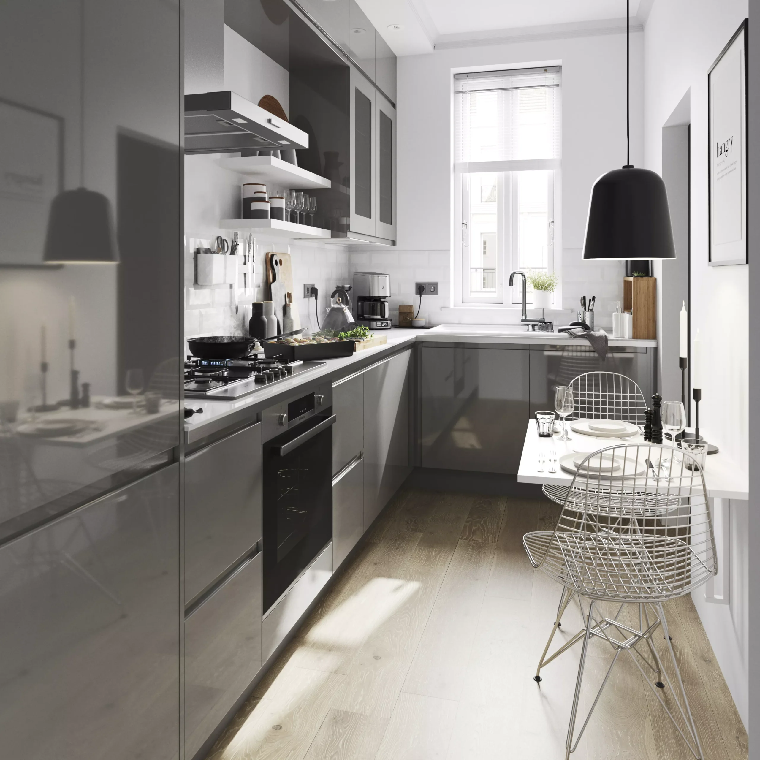 GoodHome Garcinia Gloss Anthracite Integrated Handle Tall Wall Corner Post, (W)59mm (H)895mm 4 GoodHome Garcinia Gloss Anthracite Integrated Handle Tall Wall Corner Post, (W)59mm (H)895mm - Image 4