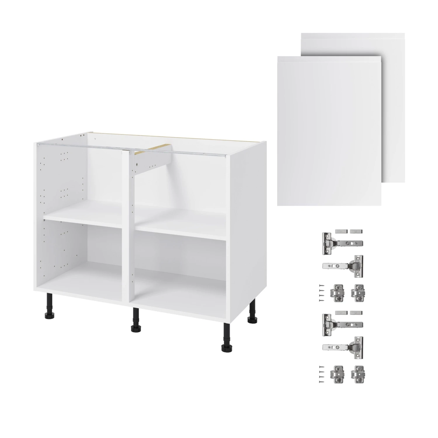 GoodHome Garcinia Gloss Light Grey Integrated Handle Base Kitchen Cabinet (W)1000mm (H)720mm 3 GoodHome Garcinia Gloss Light Grey Integrated Handle Base Kitchen Cabinet (W)1000mm (H)720mm - Image 3