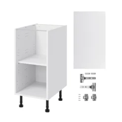 GoodHome Garcinia Gloss Light Grey Integrated Handle Base Kitchen Cabinet (W)400mm (H)720mm -Goodhome goodhome garcinia gloss light grey integrated handle base kitchen cabinet w 400mm h 720mm5059340702315 07c bq