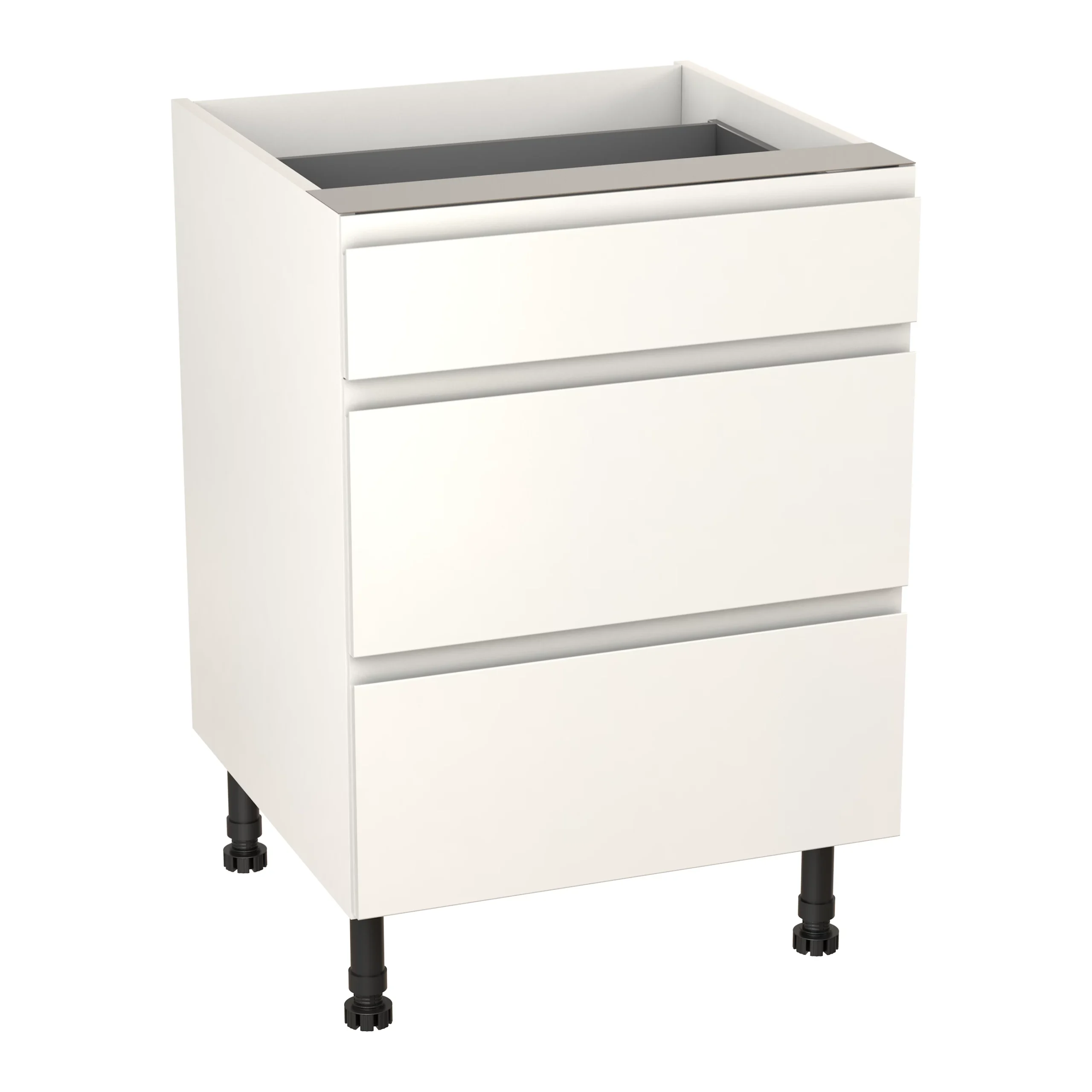 GoodHome Garcinia Gloss White Integrated Handle Base Kitchen Cabinet (W)600mm (H)720mm 1 GoodHome Garcinia Gloss White Integrated Handle Base Kitchen Cabinet (W)600mm (H)720mm