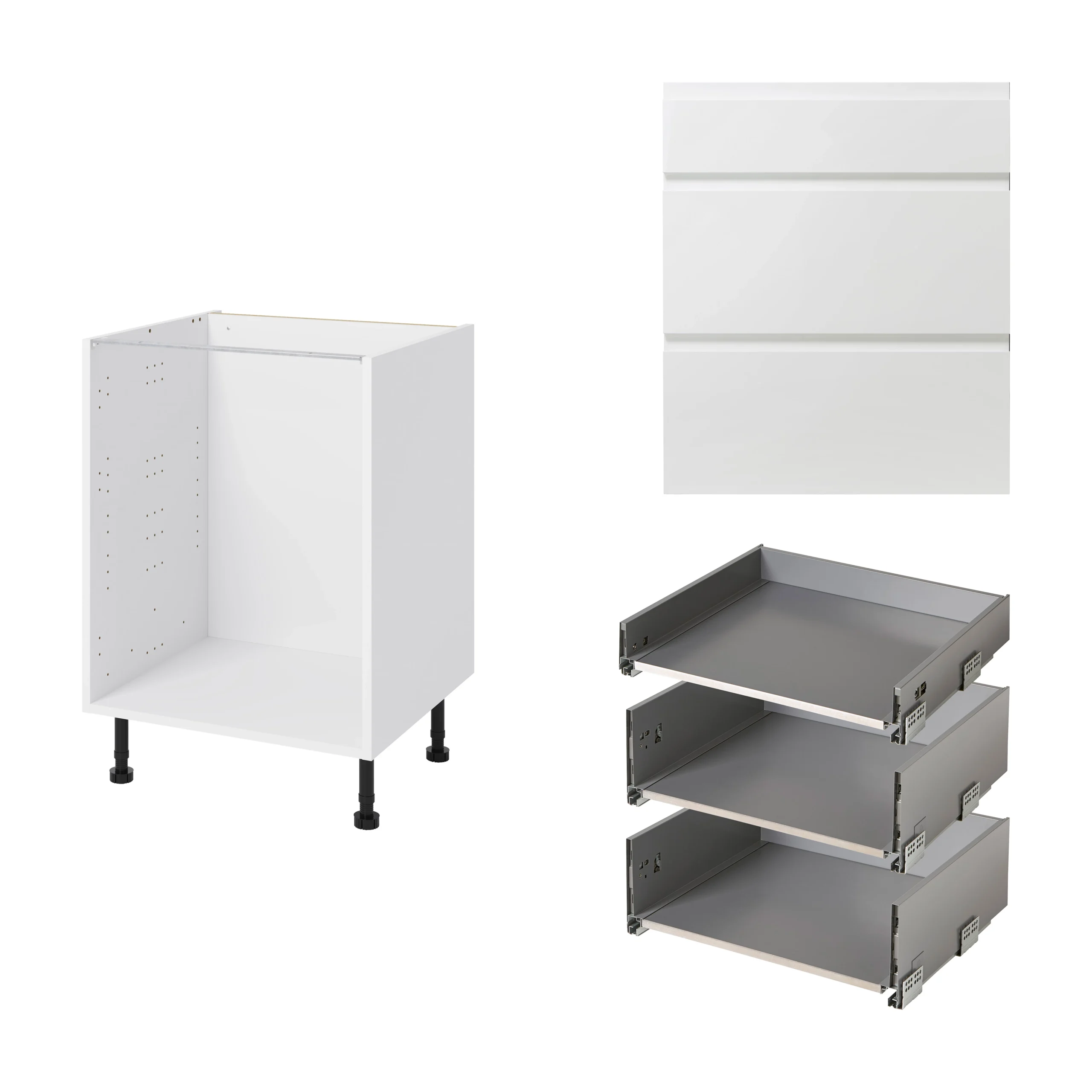 GoodHome Garcinia Gloss White Integrated Handle Base Kitchen Cabinet (W)600mm (H)720mm 3 GoodHome Garcinia Gloss White Integrated Handle Base Kitchen Cabinet (W)600mm (H)720mm - Image 3