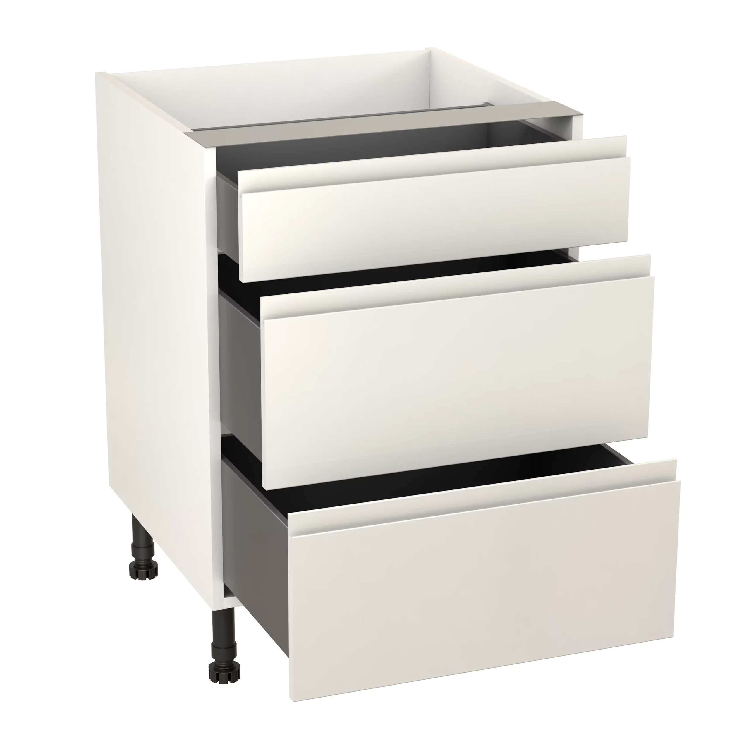 GoodHome Garcinia Gloss White Integrated Handle Base Kitchen Cabinet (W)600mm (H)720mm 2 GoodHome Garcinia Gloss White Integrated Handle Base Kitchen Cabinet (W)600mm (H)720mm - Image 2