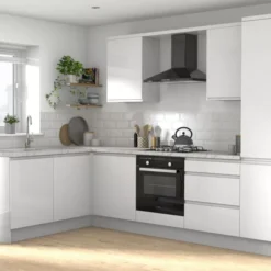 GoodHome Garcinia Gloss White Integrated Handle Base Kitchen Cabinet (W)800mm (H)720mm -Goodhome goodhome garcinia gloss white integrated handle base kitchen cabinet w 800mm h 720mm5059340702490 03i bq