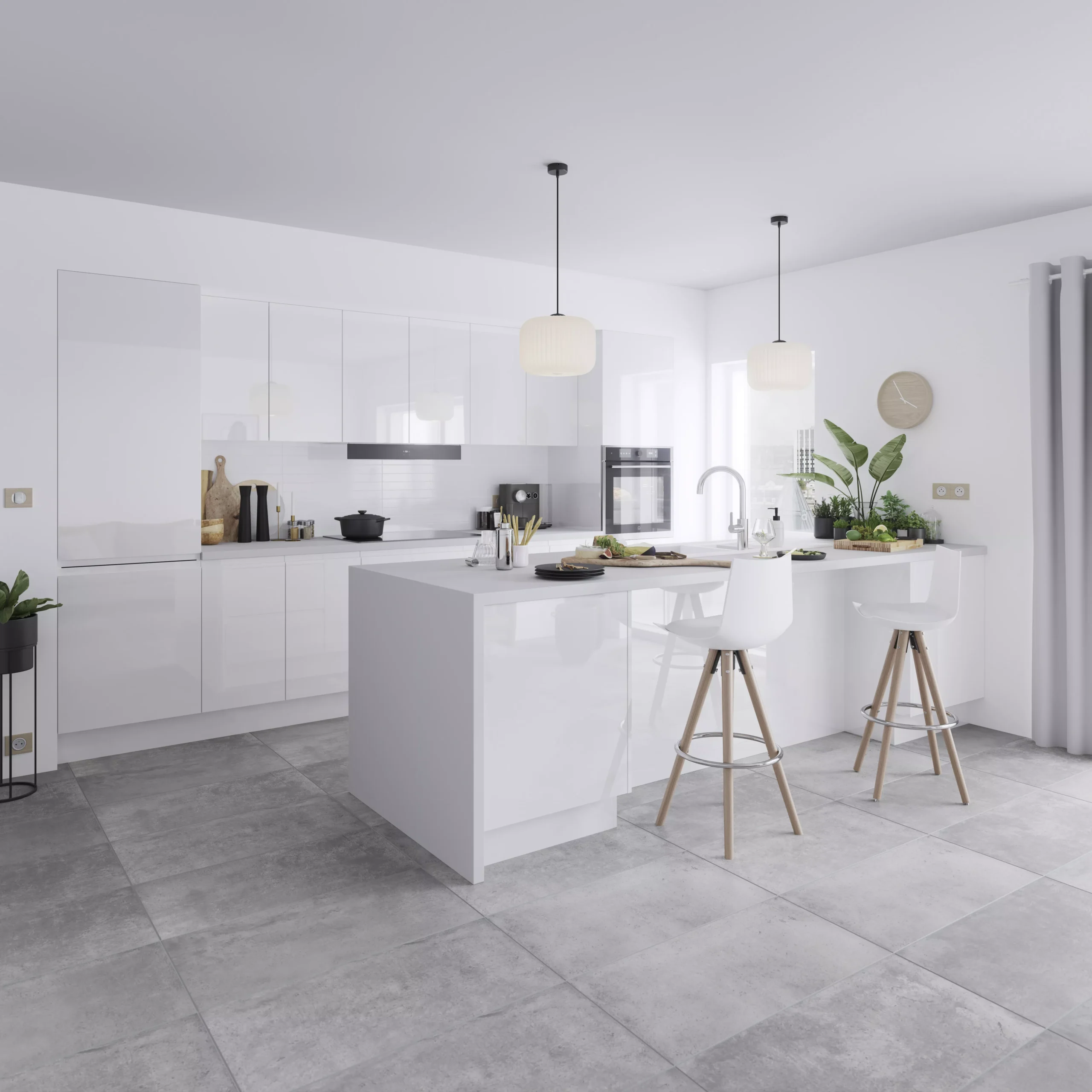 GoodHome Garcinia Gloss White Integrated Handle Bi-fold Cabinet Door (W)500mm (H)356mm (T)19mm 9 GoodHome Garcinia Gloss White Integrated Handle Bi-fold Cabinet Door (W)500mm (H)356mm (T)19mm - Image 9