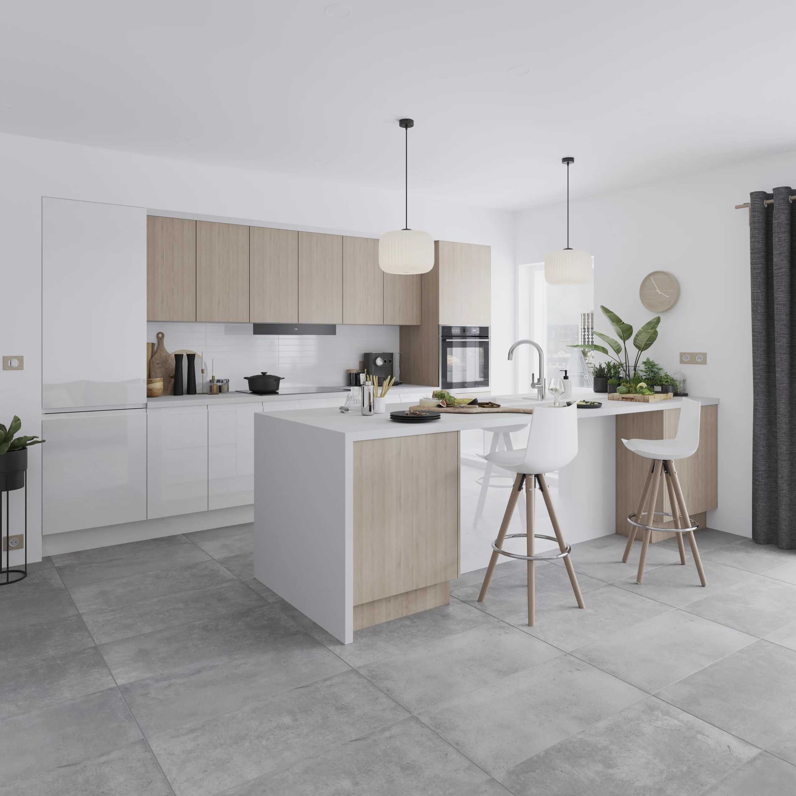 GoodHome Garcinia Gloss White Integrated Handle Glazed Cabinet Door (W)500mm (H)715mm (T)19mm 4 GoodHome Garcinia Gloss White Integrated Handle Glazed Cabinet Door (W)500mm (H)715mm (T)19mm - Image 4