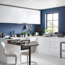 GoodHome Garcinia Gloss White Integrated Handle Tall Wall Cabinet Door (W)300mm (H)895mm (T)19mm -Goodhome goodhome garcinia gloss white integrated handle tall wall cabinet door w 300mm h 895mm t 19mm3663602650867 51i