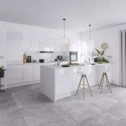 GoodHome Garcinia Gloss White Integrated Handle Tall Wall Cabinet Door (W)300mm (H)895mm (T)19mm -Goodhome goodhome garcinia gloss white integrated handle tall wall cabinet door w 300mm h 895mm t 19mm3663602650911 20i