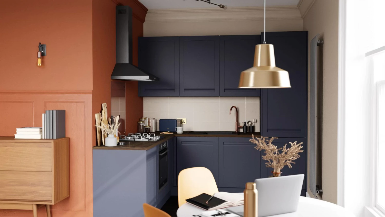 GoodHome Garcinia Matt Navy Blue Blanking Panel (H)900mm (W)320mm 2 GoodHome Garcinia Matt Navy Blue Blanking Panel (H)900mm (W)320mm - Image 2