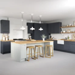 GoodHome Garcinia Matt Navy Blue Integrated Handle Shaker Tall Appliance Cabinet Door (W)600mm (H)633mm (T)20mm -Goodhome goodhome garcinia matt navy blue integrated handle shaker tall appliance cabinet door w 600mm h 633mm t 20mm5059340129051 20i