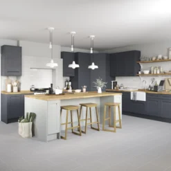 GoodHome Garcinia Matt Navy Blue Integrated Handle Shaker Tall Wall Cabinet Door (W)500mm (H)895mm (T)20mm -Goodhome goodhome garcinia matt navy blue integrated handle shaker tall wall cabinet door w 500mm h 895mm t 20mm5059340129051 21i