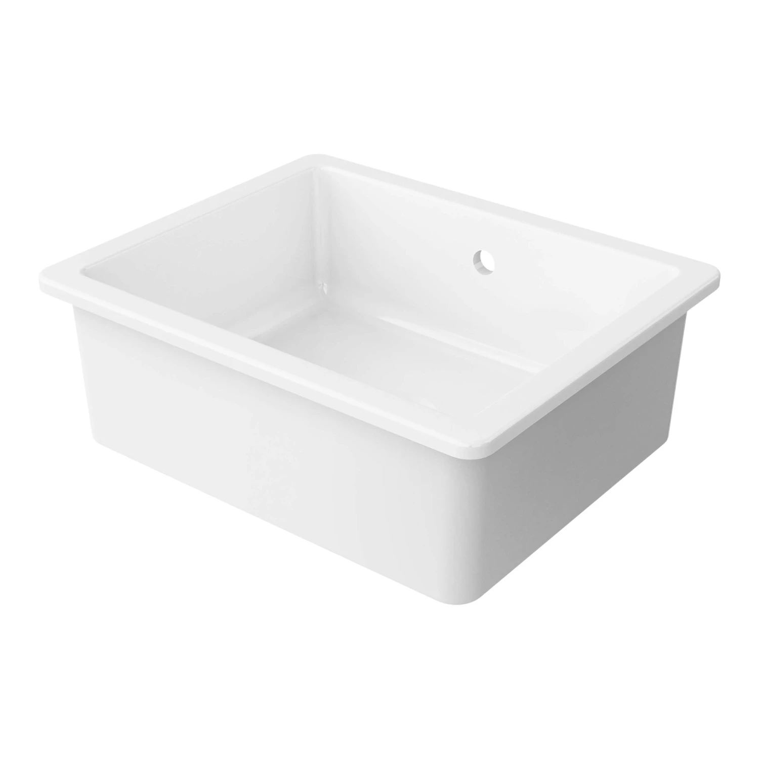 GoodHome Hyssop White Ceramic 1 Bowl Kitchen Sink (W)460mm X (L)565mm 2 GoodHome Hyssop White Ceramic 1 Bowl Kitchen Sink (W)460mm X (L)565mm - Image 2