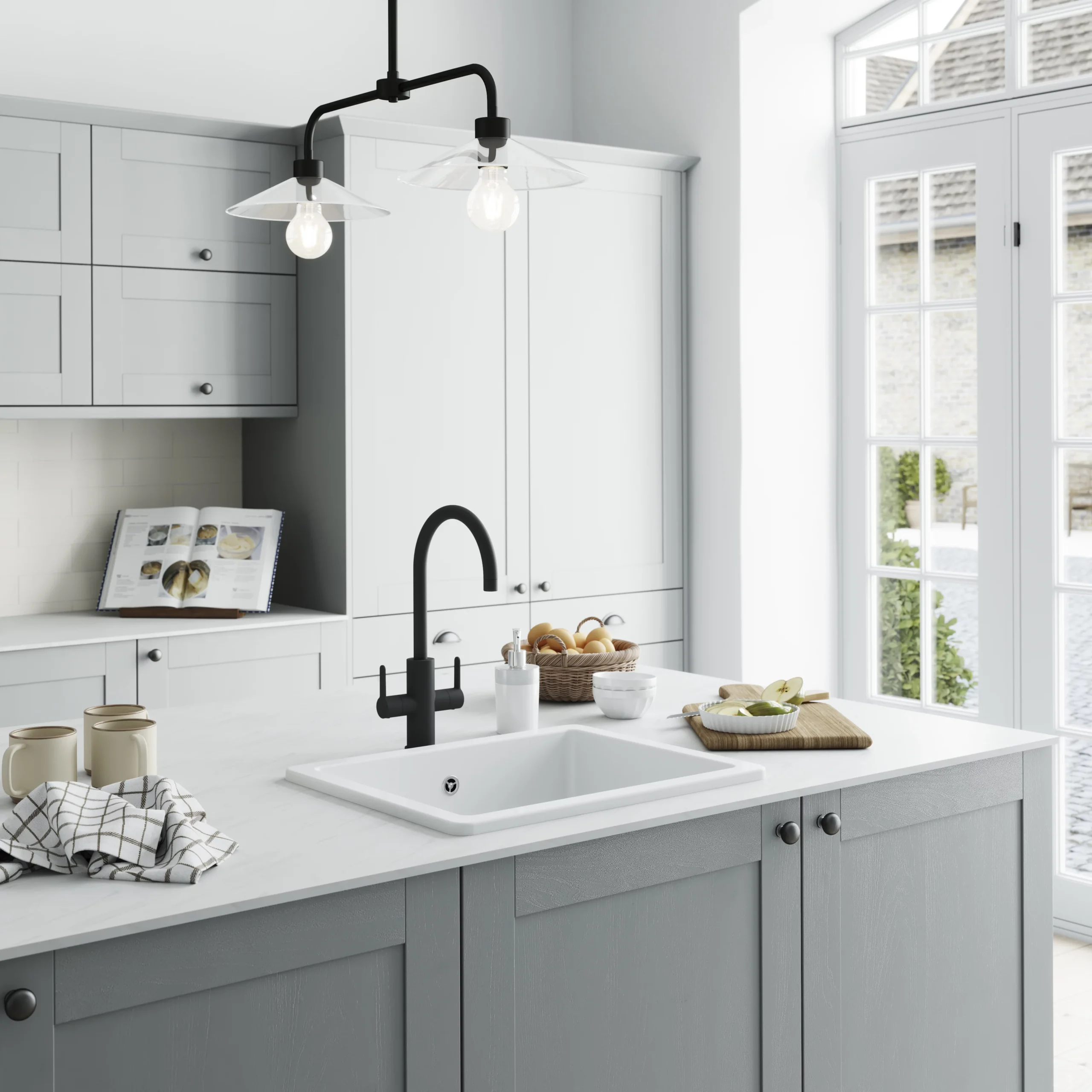 GoodHome Hyssop White Ceramic 1 Bowl Kitchen Sink (W)460mm X (L)565mm 5 GoodHome Hyssop White Ceramic 1 Bowl Kitchen Sink (W)460mm X (L)565mm - Image 5