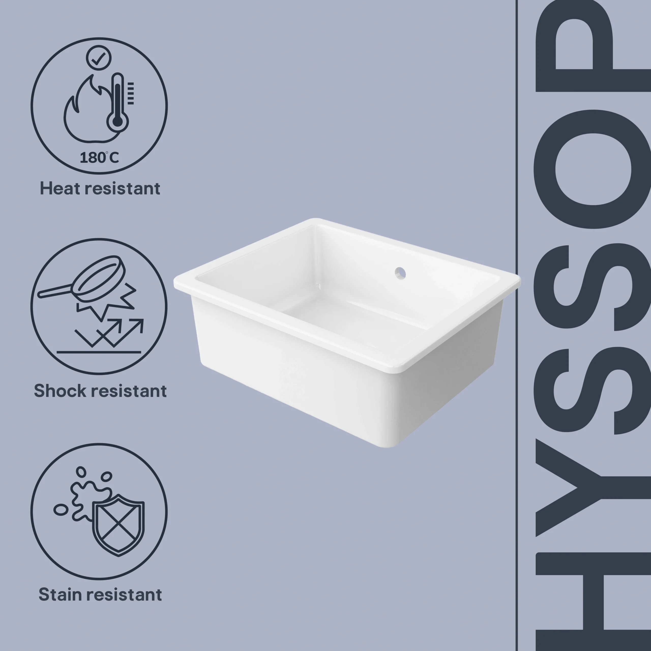 GoodHome Hyssop White Ceramic 1 Bowl Kitchen Sink (W)460mm X (L)565mm 9 GoodHome Hyssop White Ceramic 1 Bowl Kitchen Sink (W)460mm X (L)565mm - Image 9