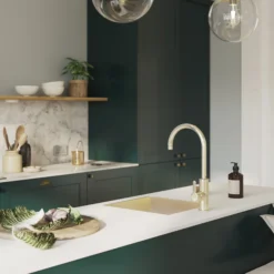 GoodHome Koseret Brushed Brass Stainless Steel 1 Bowl Kitchen Sink (W)430mm X (L)450mm -Goodhome goodhome koseret brushed brass stainless steel 1 bowl kitchen sink w 430mm x l 450mm5059340458373 05i