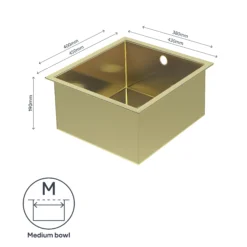 GoodHome Koseret Brushed Brass Stainless Steel 1 Bowl Kitchen Sink (W)430mm X (L)450mm -Goodhome goodhome koseret brushed brass stainless steel 1 bowl kitchen sink w 430mm x l 450mm5059340458373 71c EN