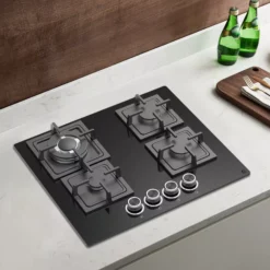 GoodHome Linksense GH60GASLK 4 Burner Black Glass & Steel Gas Hob, (W)590mm 24 GoodHome Linksense GH60GASLK 4 Burner Black Glass & Steel Gas Hob, (W)590mm -Goodhome goodhome linksense gh60gaslk 4 burner black glass steel gas hob w 590mm5059340445793 02i