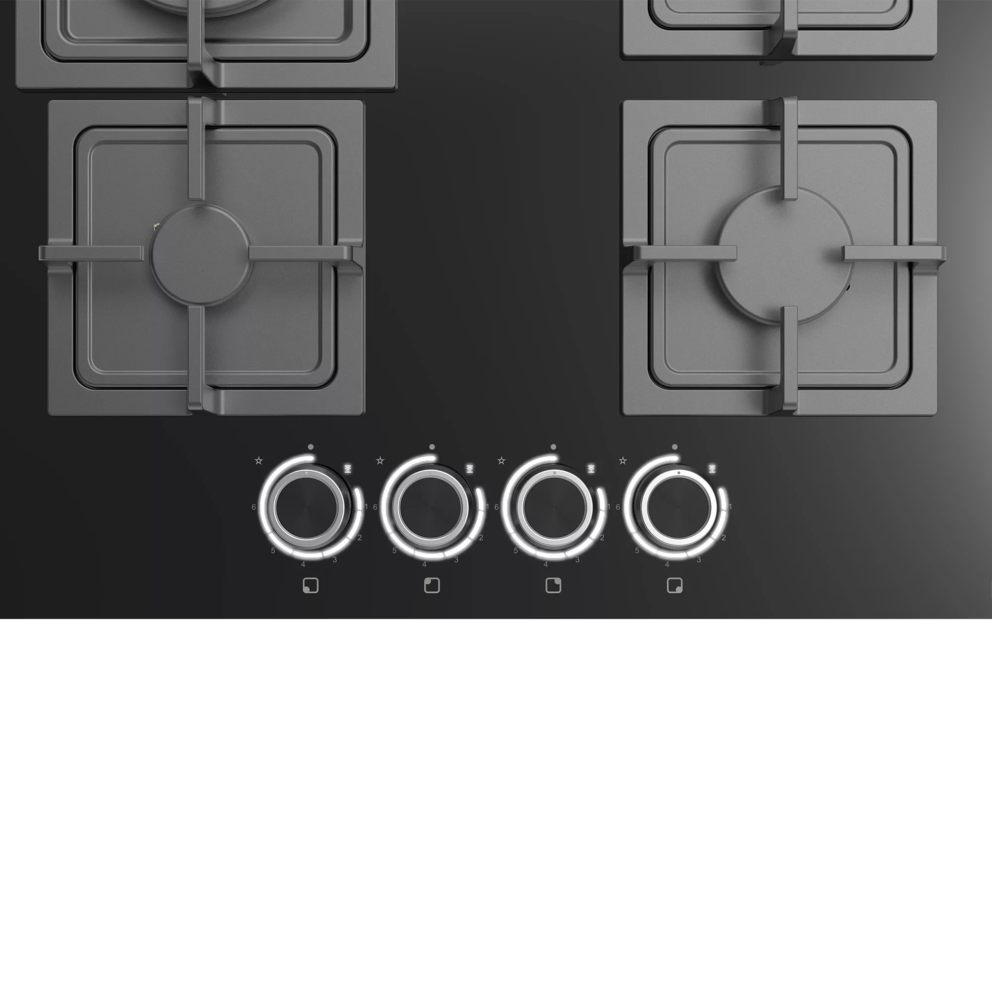 GoodHome Linksense GH60GASLK 4 Burner Black Glass & Steel Gas Hob, (W)590mm 5 GoodHome Linksense GH60GASLK 4 Burner Black Glass & Steel Gas Hob, (W)590mm - Image 5