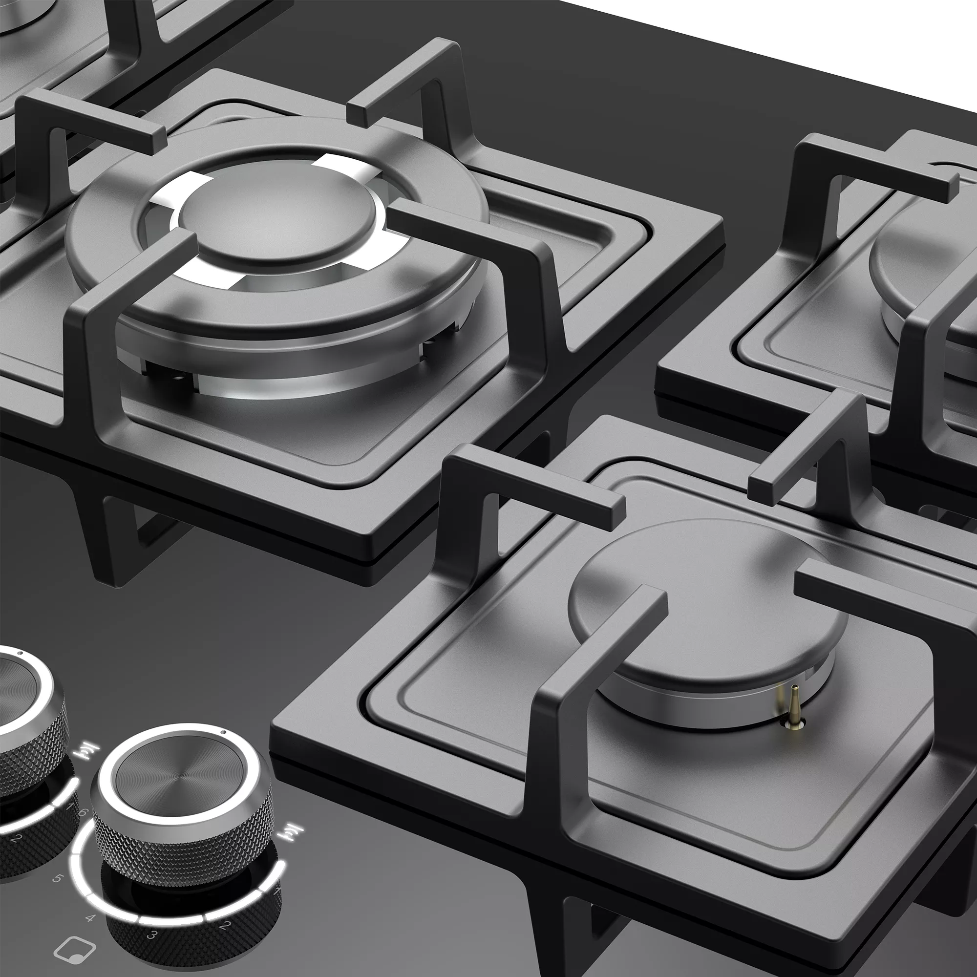 GoodHome Linksense GH78GASLK 70cm Gas Hob - Black 6 GoodHome Linksense GH78GASLK 70cm Gas Hob - Black - Image 6