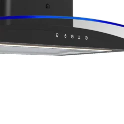 GoodHome LinkSense GHCG60LKBL Black Steel & Glass Curved Cooker Hood (W)59.8cm - Black -Goodhome goodhome linksense ghcg60lkbl black steel glass curved cooker hood w 59 8cm black5059340446059 36c