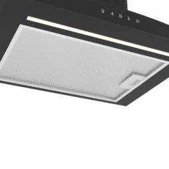 GoodHome LinkSense GHCG60LKBL Black Steel & Glass Curved Cooker Hood (W)59.8cm - Black -Goodhome goodhome linksense ghcg60lkbl black steel glass curved cooker hood w 59 8cm black5059340446059 37c