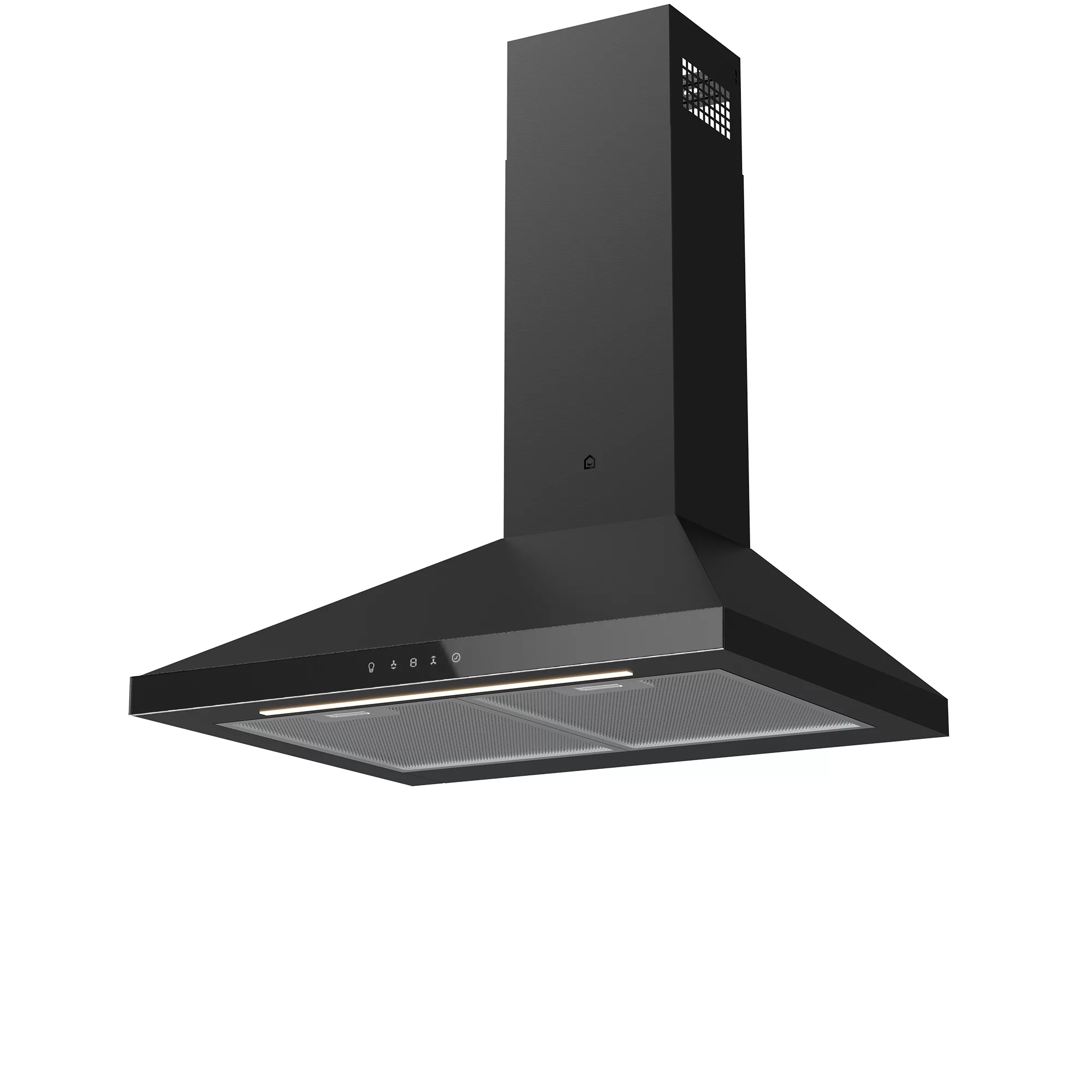 GoodHome LinkSense GHCH60LKBL Black Steel & Glass Chimney Cooker Hood (W)59.8cm - Black 1 GoodHome LinkSense GHCH60LKBL Black Steel & Glass Chimney Cooker Hood (W)59.8cm - Black