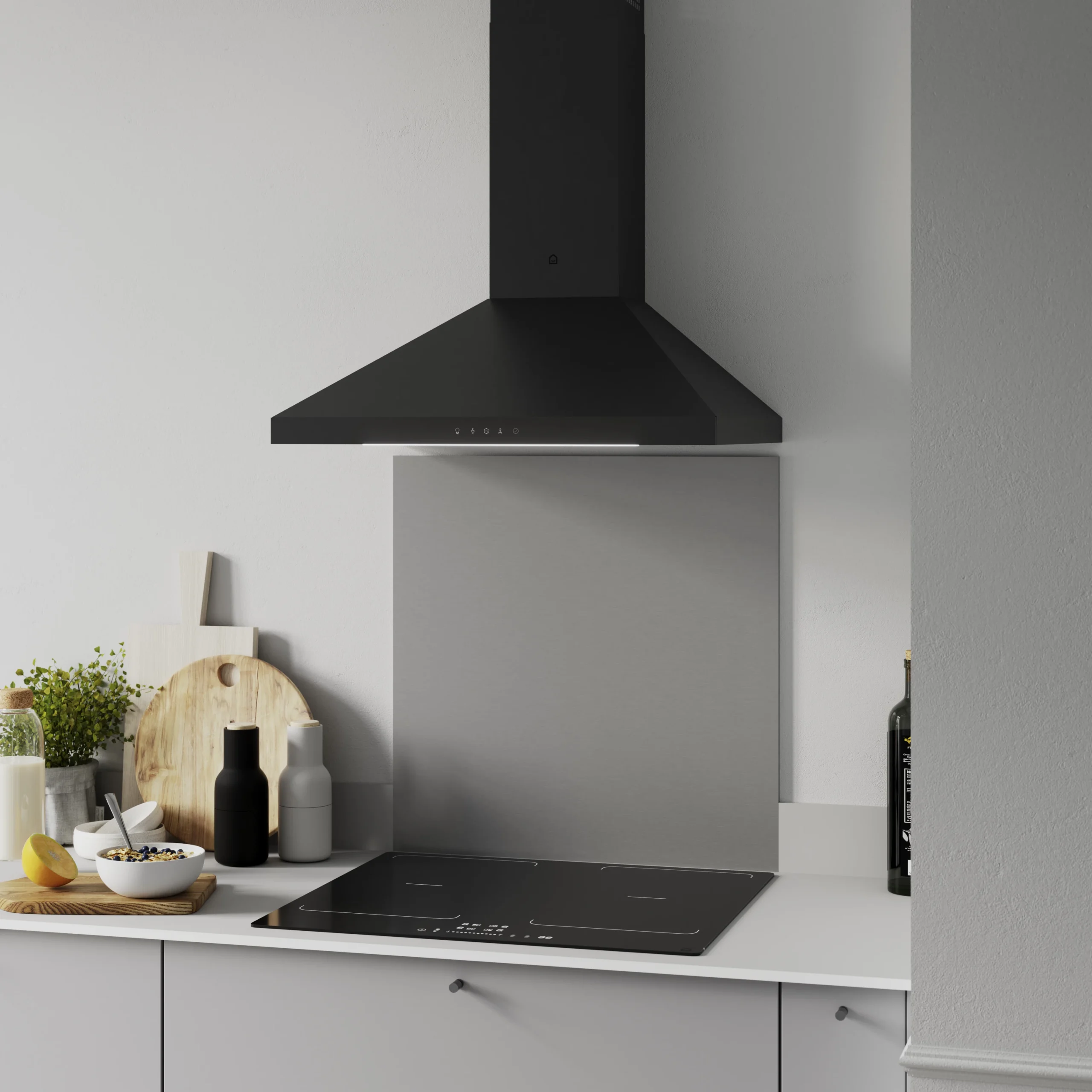 GoodHome LinkSense GHCH60LKBL Black Steel & Glass Chimney Cooker Hood (W)59.8cm - Black 9 GoodHome LinkSense GHCH60LKBL Black Steel & Glass Chimney Cooker Hood (W)59.8cm - Black - Image 9