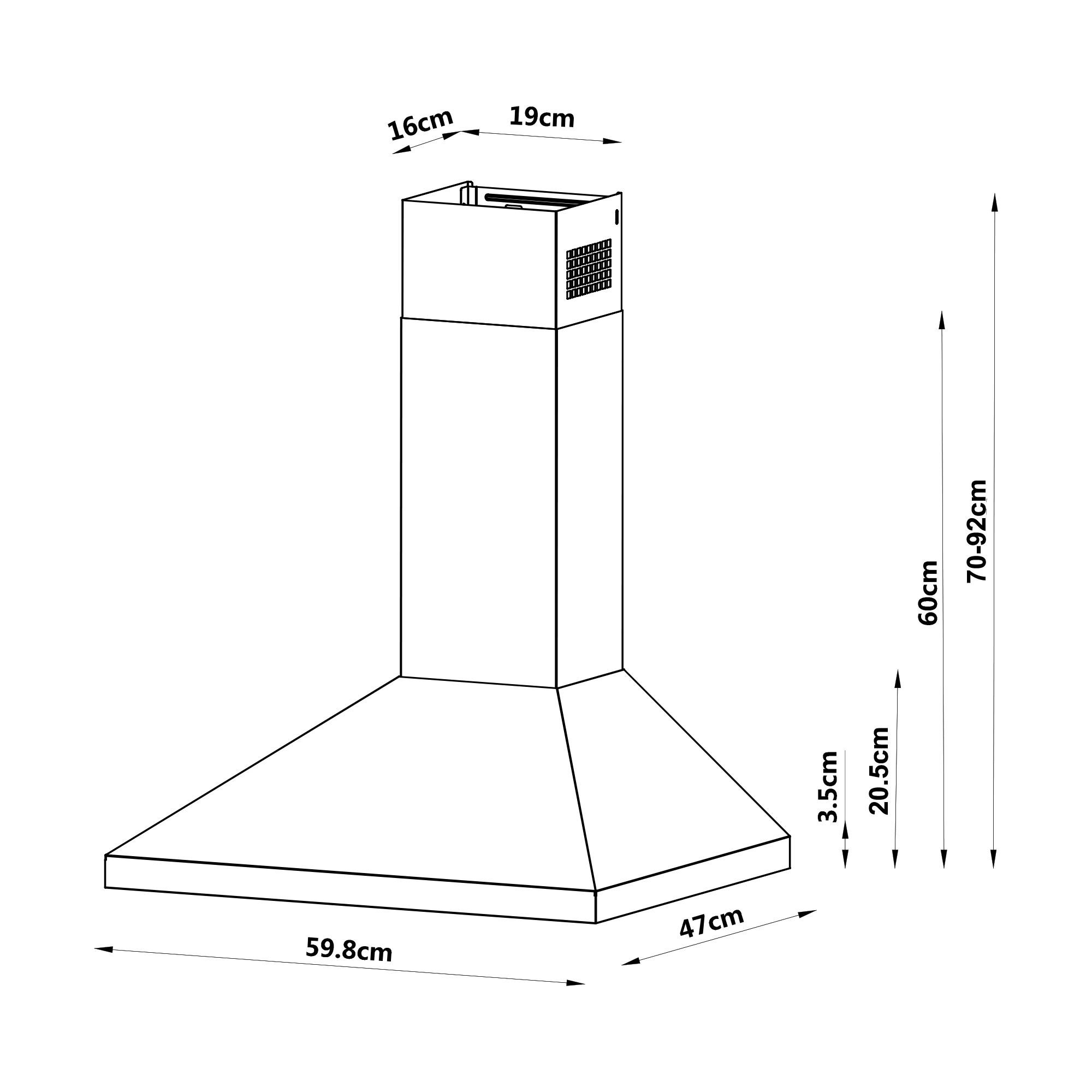 GoodHome LinkSense GHCH60LKBL Black Steel & Glass Chimney Cooker Hood (W)59.8cm - Black 8 GoodHome LinkSense GHCH60LKBL Black Steel & Glass Chimney Cooker Hood (W)59.8cm - Black - Image 8