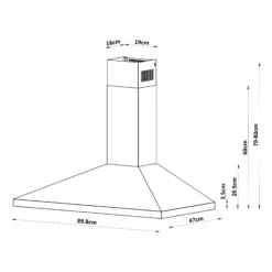 GoodHome LinkSense GHCH90LKBL Black Steel & Glass Chimney Cooker Hood (W)89.8cm - Black -Goodhome goodhome linksense ghch90lkbl black steel glass chimney cooker hood w 89 8cm black5059340446110 01t