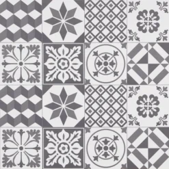 GoodHome Nepeta Grey Patchwork Cement Effect Paper & Resin Back Panel, (H)600mm (W)1800mm (T)3mm