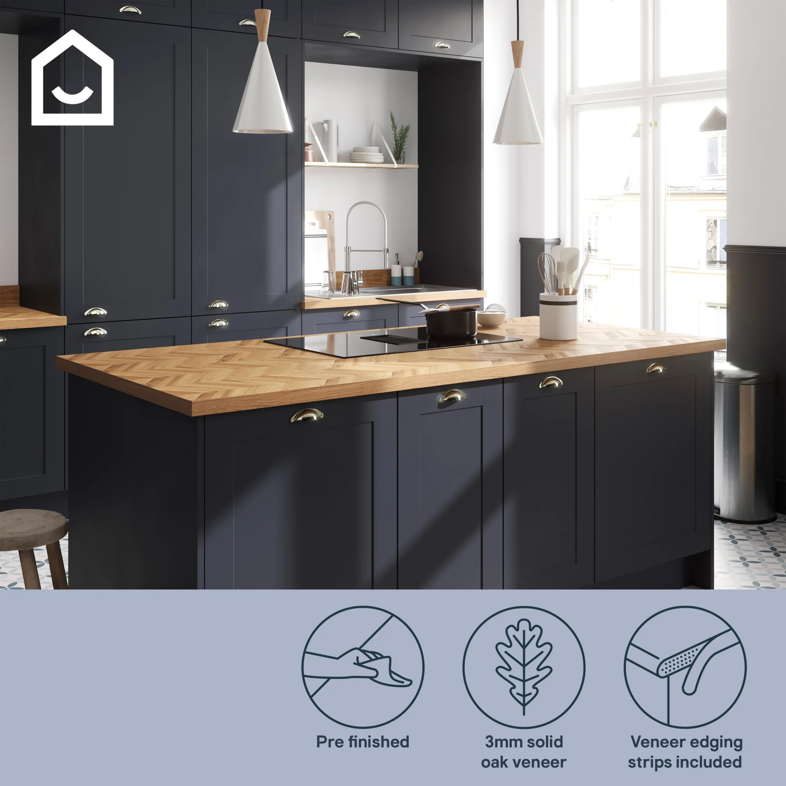 GoodHome Orin Light Solid Oak Upstand (L)3000mm 6 GoodHome Orin Light Solid Oak Upstand (L)3000mm - Image 6