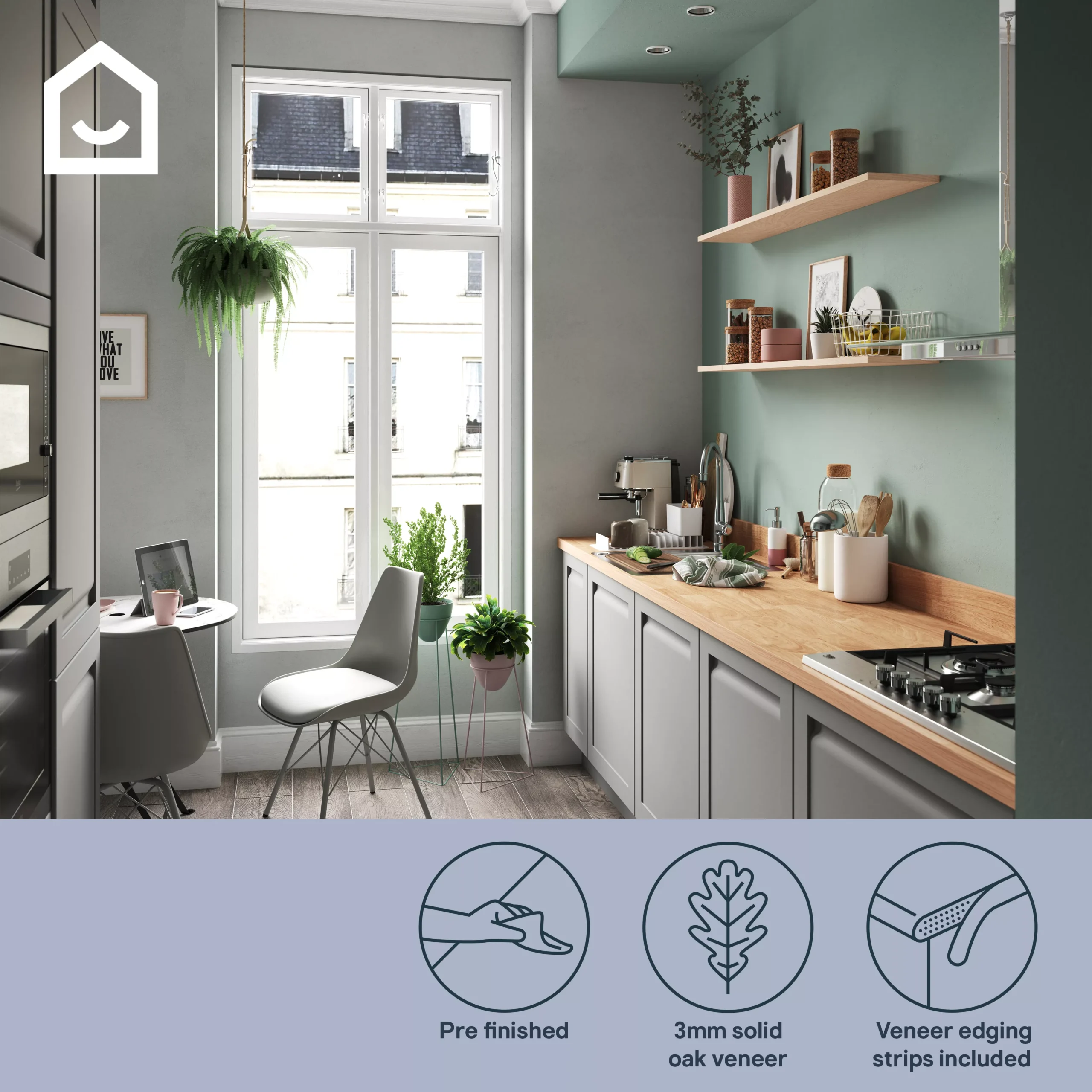 GoodHome Orin Light Solid Oak Upstand (L)3000mm 5 GoodHome Orin Light Solid Oak Upstand (L)3000mm - Image 5