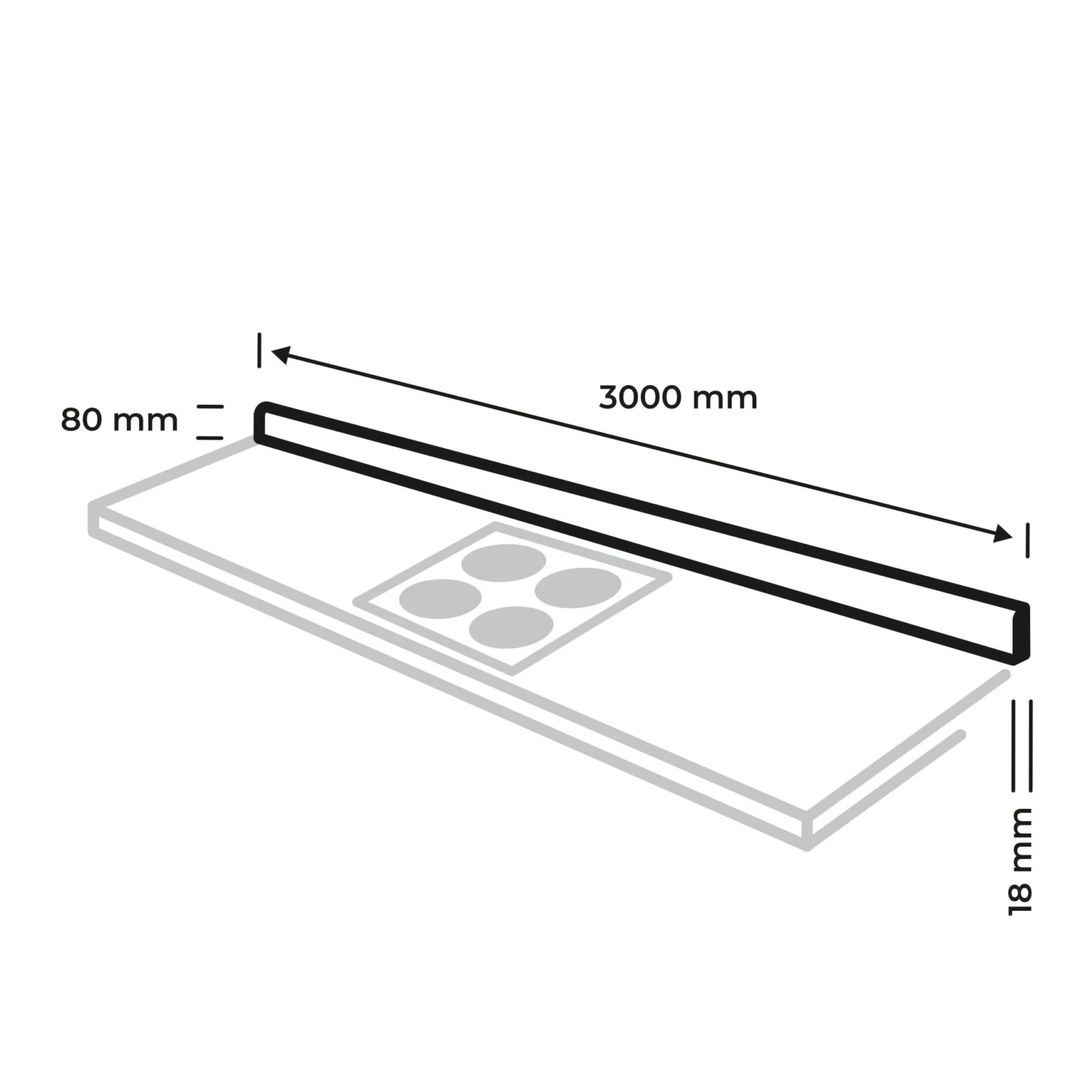 GoodHome Orin Light Solid Oak Upstand (L)3000mm 4 GoodHome Orin Light Solid Oak Upstand (L)3000mm - Image 4