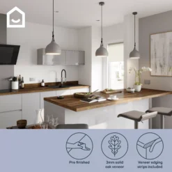 GoodHome Orin Onyx Solid Oak Upstand (L)3000mm -Goodhome goodhome orin onyx solid oak upstand l 3000mm5059340795157 71i