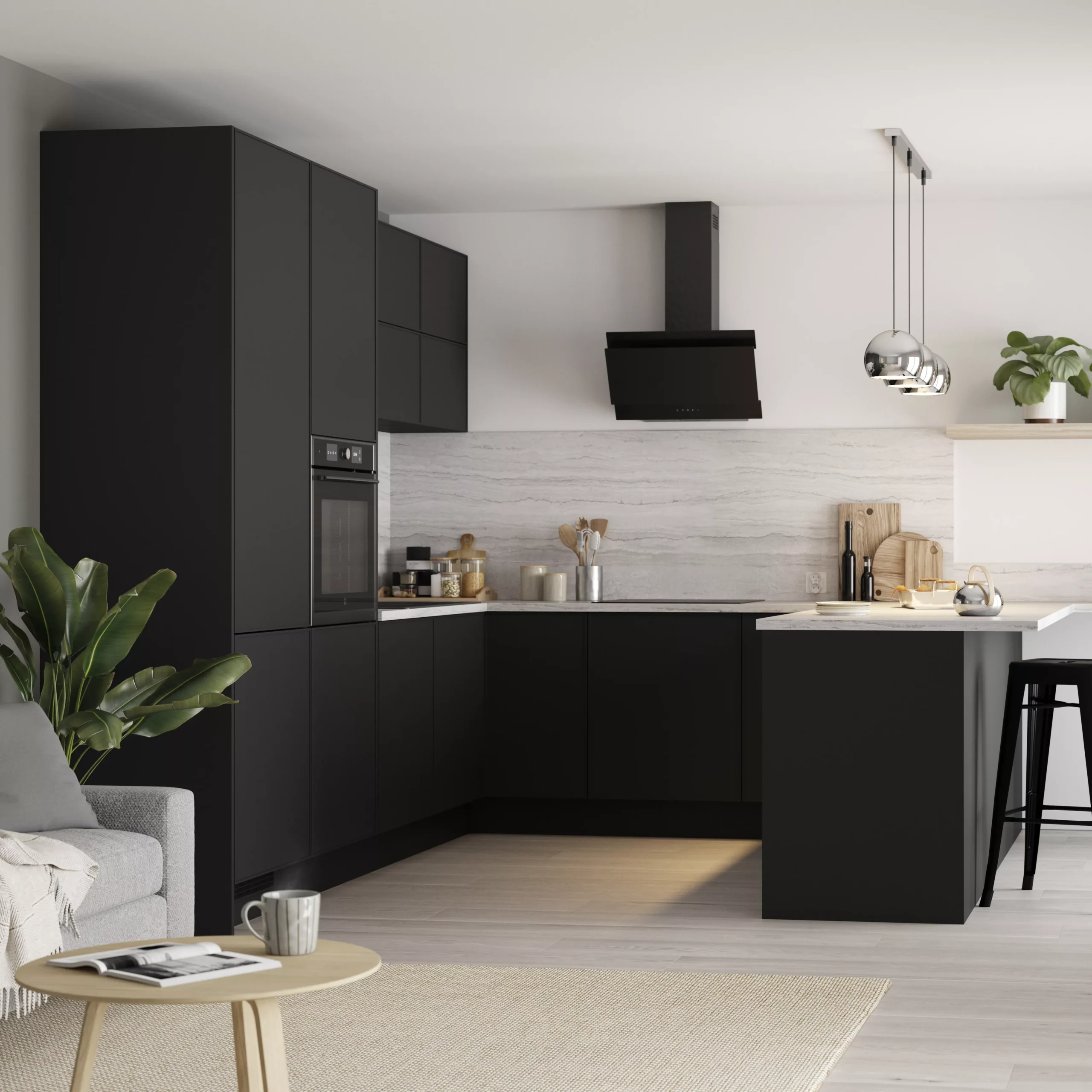 GoodHome Pasilla Matt Carbon Thin Frame Slab Glazed Cabinet Door (W)500mm (H)715mm (T)20mm 9 GoodHome Pasilla Matt Carbon Thin Frame Slab Glazed Cabinet Door (W)500mm (H)715mm (T)20mm - Image 9