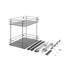 GoodHome Pebre Anthracite Soft Close Runners Pull Out Storage, (H)484mm (W)364mm -Goodhome goodhome pebre anthracite soft close runners pull out storage h 484mm w 364mm3663602480167 01c bq