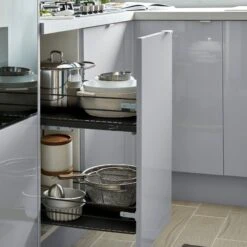 GoodHome Pebre Anthracite Soft Close Runners Pull Out Storage, (H)484mm (W)364mm -Goodhome goodhome pebre anthracite soft close runners pull out storage h 484mm w 364mm3663602480167 05i bq