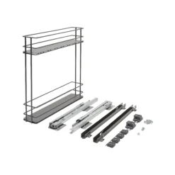 GoodHome Pebre Anthracite Soft Close Runners Pull Out Storage, (H)530mm (W)107mm -Goodhome goodhome pebre anthracite soft close runners pull out storage h 530mm w 107mm3663602480143 01c bq